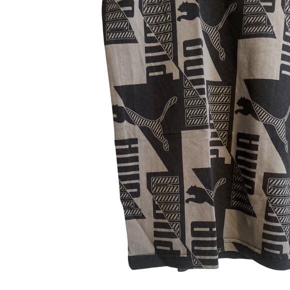 Puma Black Gray Power AOP All Over Print Logo Regular Fit T Shirt Size Medium - Picture 11 of 16